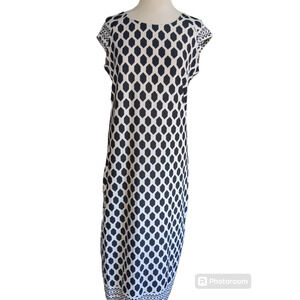 Large Touch Express geometric shapes cap sleeve women's maxi dress #11